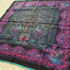 FENDI シルク スカーフ ハンドメイド イタリア製 孔雀 フェンディ 