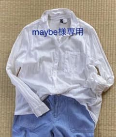 白シャツ シワ加工 長袖のサムネイル