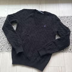 RALPH LAUREN SPORT V 넥 니트 스웨터 블랙 L
