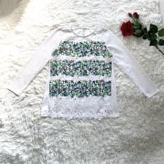 レース 刺繍 花柄 切り替え ESPIE エスピエ カットソー Sのサムネイル