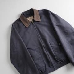 エルエルビーン 希少 スイングトップ ネイビー 襟レザー 美品