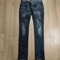LOUNGE LIZARD黒BLacKスキニーデニム鬼ヒゲ　オイル加工のサムネイル