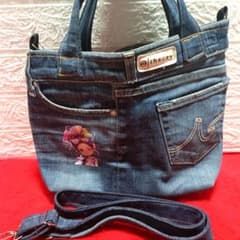 デニムリメイク2wayトートバッグ ショルダーストラップ付き - メルカリ
