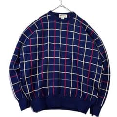 【ORVIS】ウィンドーペン格子柄コットン100％ニットセーター