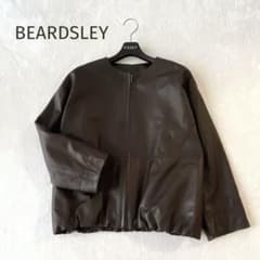 未使用級★BEARDSLEY★ラムレザー ノーカラージャケット茶 ワンサイズ 未使用級☆BEARDSLEY☆ラムレザー ノーカラージャケット茶 ワンサイズ