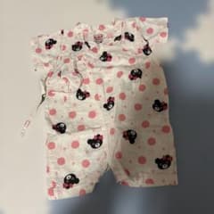 Double B ベビー甚平 ロンパース ドット柄 白 ピンク セットのサムネイル