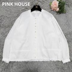 PINK HOUSE ピコフリル ピンタック コットン ボリューム袖 ブラウス 