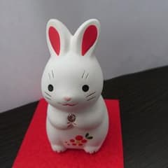 【新品 お正月飾り】干支うさぎ置物 薬師釜 クリスタルガラス付きのサムネイル