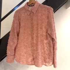 新品未使用　ZARA ピンクシャツ長袖　Mのサムネイル