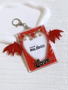 トレカキーホルダー トレカケースデコ レジン ハート デビル レッド