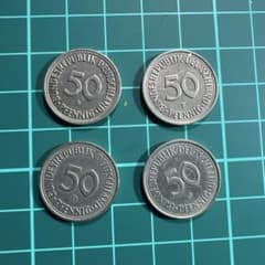 旧西ドイツ 50ペニヒ硬貨 4枚セットのサムネイル