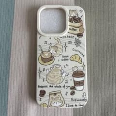iPhone16pro用ケース 猫 コーヒー柄のサムネイル