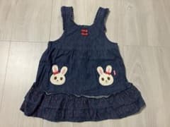 【ミキハウス】うさこちゃんポケット　デニム　ジャンパースカート　90のサムネイル