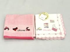 新品未使用 セリーヌCELINE ロゴ刺繍入り タオルハンカチ ミニタオル