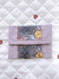 ハンドメイド ポケットティッシュケース インド刺繍リボン ②のサムネイル