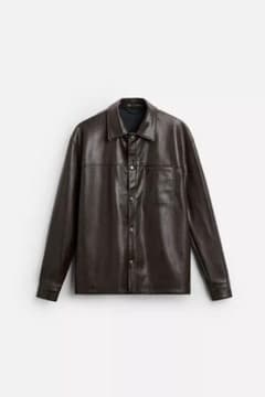 ZARA フェイクレザーシャツジャケット ダークブラウンのサムネイル