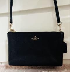 美品 COACH コーチ ダブルファスナー ショルダー レザーバッグ