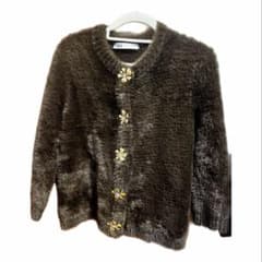 ZARA ブラウンフェイクファーカーディガン 長袖のサムネイル