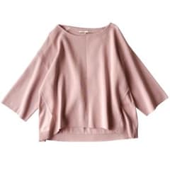 自由区 洗える春ニット 大きいサイズ46 ピンク ボートネック プル