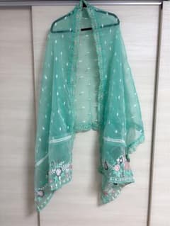 ミントグリーン 刺繍入りショールのサムネイル