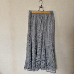 【MISCH MASCH】 レース ロングフレアスカート グレー　くすみブルーのサムネイル