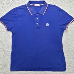 美品　MONCLER　モンクレール　L　コットン　ブルー　ワッペン　ポロシャツ 美品 MONCLER モンクレール L コットン ブルー ワッペン ポロシャツ
