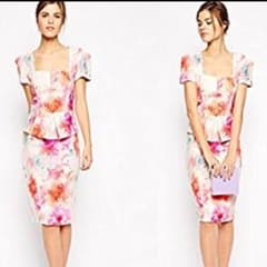 asos エイソス 花柄ペプラムワンピース UK10のサムネイル