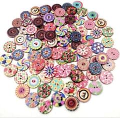 木製ボタン カラフル 詰め合わせ 手芸 ハンドメイド30枚20mmのサムネイル