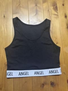 SHEIN ANGEL ロゴ入り リブタンクトップ ブラック Mのサムネイル