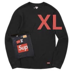 Supreme Hanes サーマルクルー ブラック シュプリーム 黒 XL - メルカリ