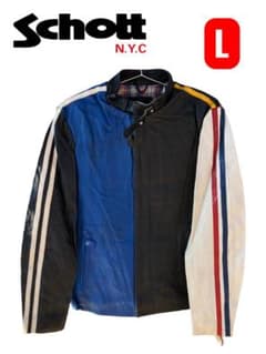 新品 Schott シングルライダースレザージャケット クレイジーパターン