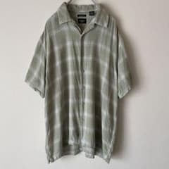 haggar リネン レーヨン 半袖 オンブレチェック シャツ XL ハガー