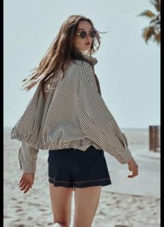 くりまんじゅう　新作 ZARA チェック柄ボンバージャケット 黒 白 L 完売品】ZARA チェック柄ボンバージャケット XLサイズ 新品タグつき