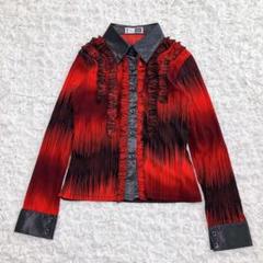 OZZ ON オッズオン　パワーネット　フリルシャツ　赤×黒 OZZ ON オッズオン パワーネット フリルシャツ 赤×黒 - メルカリ