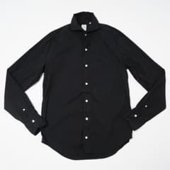 Finamore フィナモレ セルジオ ストレッチコットン シャツ ブラック38 Finamore フィナモレ セルジオ ストレッチコットン シャツ ブラック38