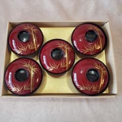 漆塗り 赤と黒の竹模様 汁椀 5個セット お祝い - メルカリ