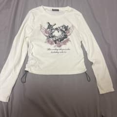 【新品・未着用】プリント リブ長袖Tシャツ ホワイトのサムネイル