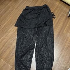 レース重ね ワイドパンツ ブラックのサムネイル