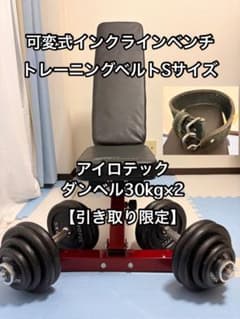 引取り限定】ダンベル30kg×2 インクラインベンチセット - メルカリ
