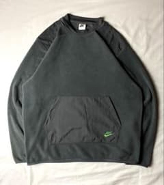 NIKE ナイロン切替フリース プルオーバー 刺繍ロゴ グレー Lのサムネイル
