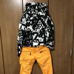マミー様専用　スノボーウェア　幾何学模様×オレンジパンツのサムネイル