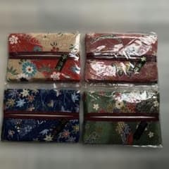 和柄 ポケットティッシュケース 4個セット 華浪漫（赤・紺・緑系ミックス）のサムネイル