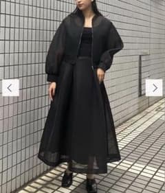 24AW ELENDEEKメッシュボンディングフレアードスカートブラック M