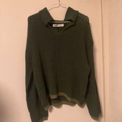 ZARA スキッパーニット グリーンのサムネイル