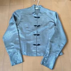 チャイナボタン 長袖シャツ メタリックシルバーグレーのサムネイル