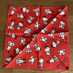 【未使用】スヌーピー ハンカチ レッド 総柄 昭和 レトロのサムネイル