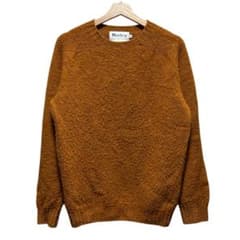 Harley of Scotland ウールクルーネックセーター オレンジクミン