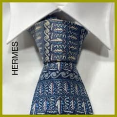 TG3565 HERMES エルメス パターン柄 シルク ネクタイ フランス製