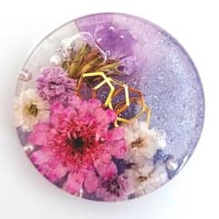 ハンドメイド レジン ヘアゴム ドライフラワー パープル ブローチ等
