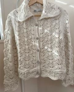 zara 비주 버튼 니트 가디건 에크루 S 자라